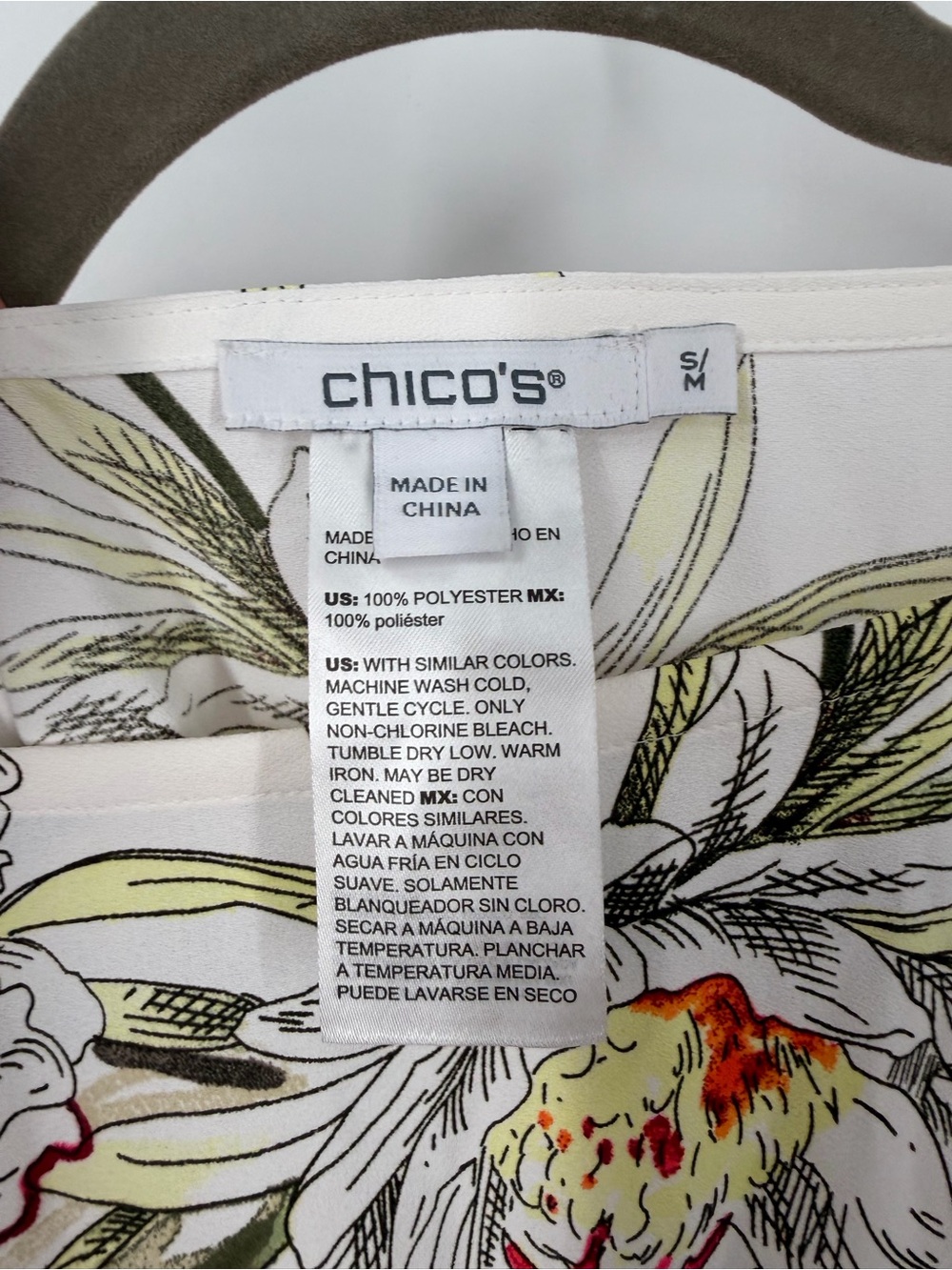 Chico’s Tropical Floral Print Pink Green White Poncho - Picture 4 of 5